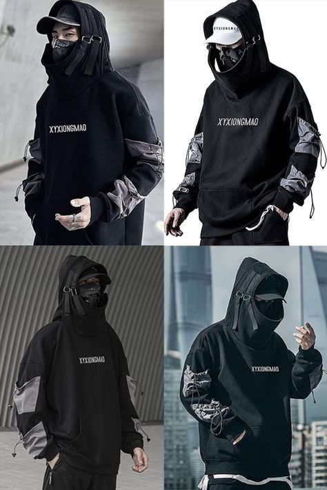 XYXIONGMAO Streetwear Techwear Hoodie Cyberpunk Tactical Mens Black Urban Hip Hop Japanese Sweatshirt Cyberpunk Tactical, Cyberpunk Hoodie, Japanese Techwear, Japanese Streetwear Fashion, Techwear Hoodie, Techwear Fashion, Urban Hip Hop, Cyberpunk Style, Japanese Streetwear