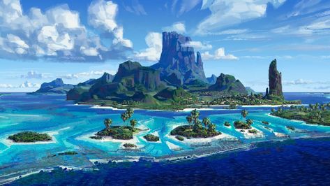 Download Disney's complete Motunui island scene from Moana movie and more Moana Concept Art, Concept Art Landscape, Moana Disney, Art Steampunk, Concept Art World, Summer Illustration, Disney Moana, Walt Disney Animation, Walt Disney Animation Studios