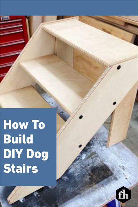 Diy Dog Ladder For Bed, Diy Pet Steps Simple, How To Make Dog Steps For Bed, Diy Puppy Stairs, How To Make Dog Stairs, How To Build Dog Stairs, How To Make Stairs How To Build, Pet Stairs Diy, Pet Steps Diy