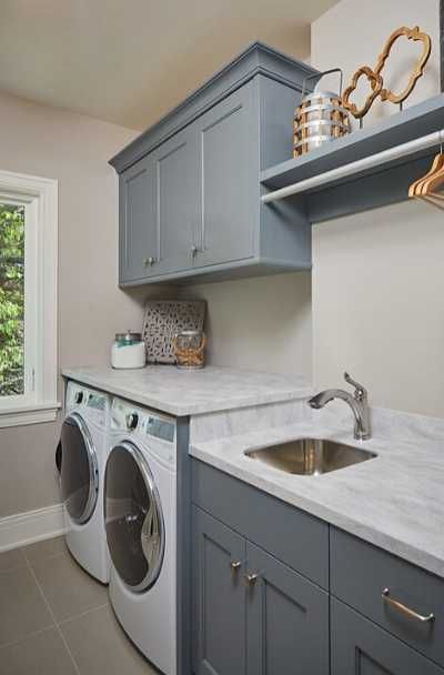 Closet Laundry Room Makeover, Budget Laundry Room Makeover, Farmhouse Laundry Room Ideas, Modern Farmhouse Laundry Room, Grey Laundry Rooms, Room Storage Diy, Dream Laundry Room, Large Laundry Rooms, Laundry Room Closet