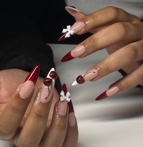 Juicy lil sculpted cherries | Instagram Nail Sunny, Sculpted Nails, Cherry Nails, Grunge Nails, Really Cute Nails, Nails Only, Summer Acrylic Nails, Red Cherry, December 22