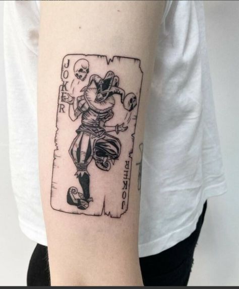 Traditional Joker Card Tattoo, Joker Cards Tattoos, Os Illustration Tattoo, Card Joker Tattoo, Joker Tattoo Card, Joker Card Tattoos For Men, Joker Playing Card Tattoo, Playing Card Tattoo, Joker Card Tattoo