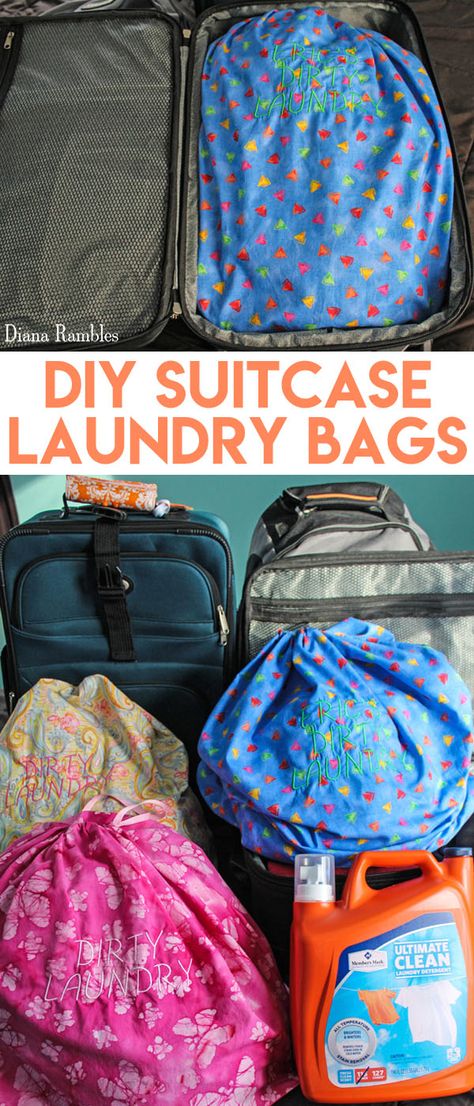 DIY Suitcase Laundry Bag How To Sew A Laundry Bag, Diy Laundry Bag Tutorials, Diy Gifts For Travelers Sewing Projects, Travel Laundry Bag Sewing Pattern, Sew Laundry Bag, Diy Travel Laundry Bag, Sewing For Travel, Sewing Projects For Traveling, Sewing Projects For Travel