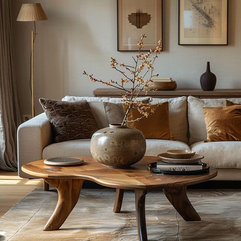 Bohemian Coffee Table, Fall Living Room Ideas, Cozy Living Room Warm, Cozy Boho Living Room, Autumn Living Room, Living Room Cozy, Modern Fall Decor, Brown Coffee Table, Room Cozy