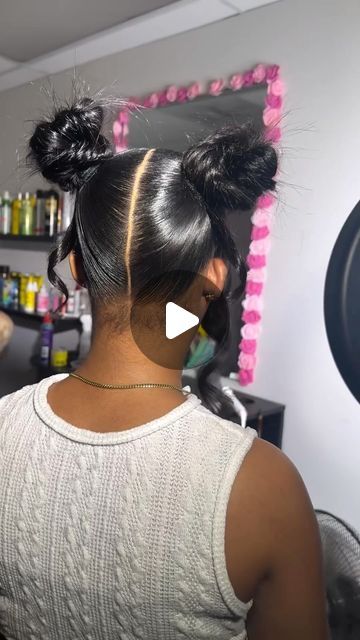 DAILY DOSE OF HAIR™️ on Instagram: "@thehairdoc.tor Frontal Ponies x Fishtail Buns 🔪🔪🔥  #lacefrontal #trending" 2 Pony Tailed Hairstyle, Two Fishtail Buns With Bangs, Fishtail Buns With Bangs, 2 Fishtail Buns With Bangs, Knot Bun Hairstyles For Black Women, 2 Buns With Bangs, Fishtail Buns, 2 Buns Hairstyle, Fishtail Bun