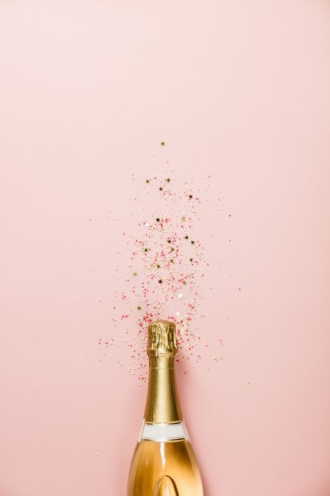 Birthday Esthetics Background, Pink New Year Aesthetic, Champagne Pop Aesthetic, Pink Celebration, Champagne Wallpaper Iphone, New Years Eve Esthetics, Champagne Background, Birthday Champagne, Party Moodboard