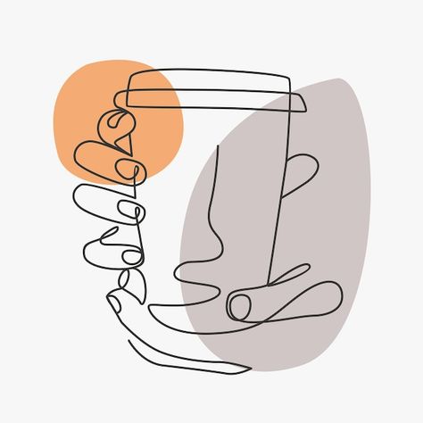 Hand Holding Coffee Cup, Modern Bookcase Design, Coffee Line Art, Holding Coffee Cup, Coffee Merch, Drawing Cup, Birthday Card Puns, Coffee Line, Holding Coffee