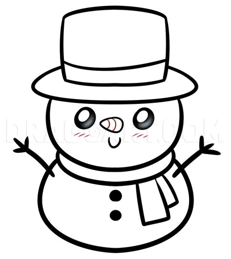 Snow Man Drawing For Kids, Snowman Drawing Ideas, Easy Drawing For Christmas, Cristmass Draw Easy, How To Draw A Snowman Step By Step, Cute Snowman Drawing Easy, Christmas Cute Drawing Easy, Simple Christmas Drawings For Kids, Snow Man Drawing Art