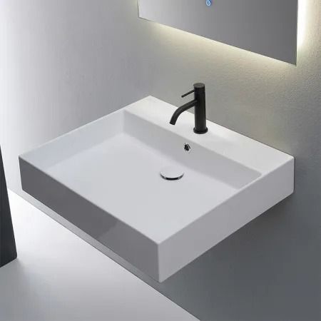 Nameeks Scarabeo 5146-ONE HOLE Teorema 2.0 Plus 23-5/8" | Build.com Bathroom Palette, Counter Bathroom Sink, Salon Bathroom, Above Counter Bathroom Sink, Ada Sink, Counter Bathroom, Wall Mounted Bathroom Sinks, Wall Mount Sink, Square Ceramic