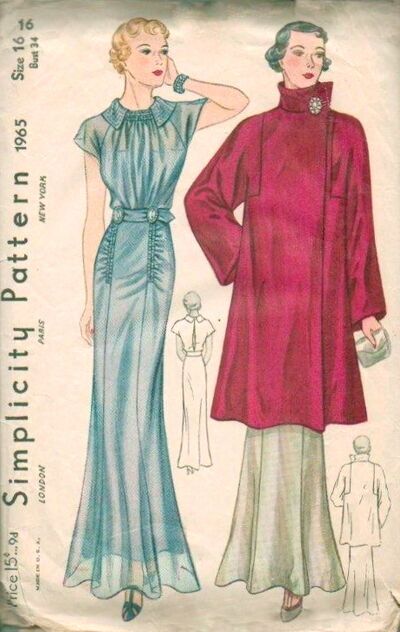 Vintage Fashion 1930s, 1930 Fashion, Simplicity Fashion, Retro Sewing Patterns, Formal Evening Gown, Fashion Forecasting, Vintage Dress Patterns, Wrap Pattern, 1930s Fashion