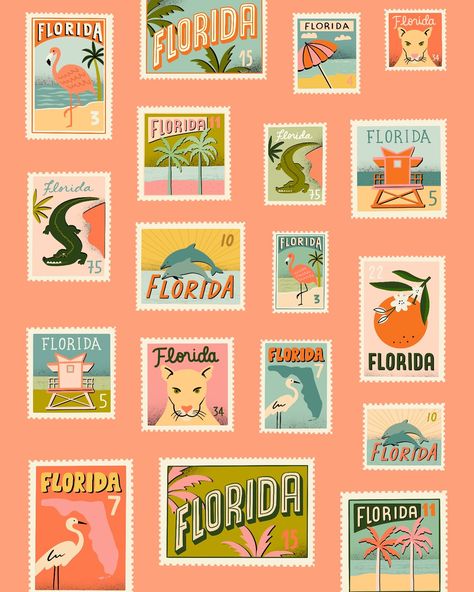 One of my favorite pages from a big Florida project I’ve been working on 🍊🦩🌴 #wip #florida #floridife #illustration #illustrationartists Vintage Florida Color Palette, French Riviera Illustration, Florida Doodles, Old Florida Aesthetic, Vintage Florida Aesthetic, Destination Illustration, Florida Graphic Design, Florida Illustration, Florida Wallpaper