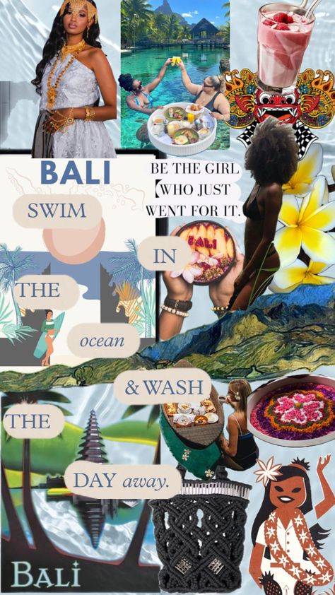 Bali vacation board #bali #travelmoodboard #travelcollage #travelaesthetic #baliliving #oceanlife #oceanaesthetic Vacation Board, Surfing Aesthetic, Bali Vacation, Travel Collage, Vision Board Wallpaper, Sketch Journal, Collage Wallpaper, Travel Sketches, Bali Travel