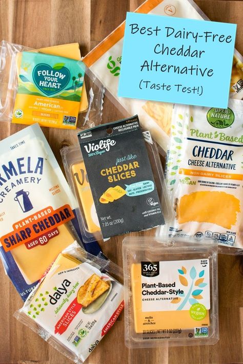 The Best Dairy-Free Cheddar Cheese Alternative Taste Test with American Cheese Options - all vegan-friendly and gluten-free - most soy-free and nut-free too! Tested in grilled cheese, cheeseburgers, and cold! Moroccan Carrots, Cheese Alternative, Air Fryer Recipes Vegetarian, Cheese Alternatives, Milk Allergy, Vegan Cheddar, Dairy Free Cheese, Dairy Free Diet, Cheese Tasting