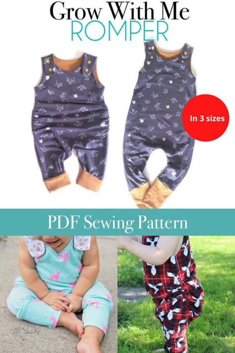 Grow With Me Sewing Patterns, Grow With Me Romper Pattern Free, Grow With Me Clothes, Grow With Me Pattern, Grow With Me Pants Pattern Free, Baby Overalls Pattern Free, Toddler Romper Pattern Free, Free Baby Romper Sewing Pattern, Baby Clothes Sewing Patterns Free