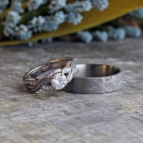 _MG_9182_edit_sq_ Meteorite Wedding Ring, Meteorite Engagement Ring, Meteorite Wedding Rings, Jewelry By Johan, Antique Engagement Ring, Meteorite Ring, Beautiful Wedding Rings, Custom Wedding Rings, Engagement Ring White Gold