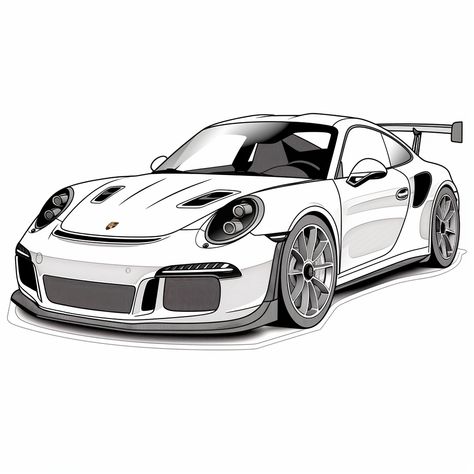 Porshe 911gtr Drawing, Porshe Drawing Art, Porche Drawing Car, Porsche Sketch, Porsche Drawing, Disney Pencil Drawings, Porche Car, Porsche Art, Airplane Drawing