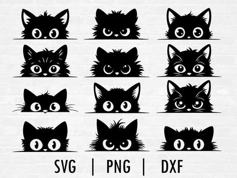 Peeking Cat SVG Pack, Cat Silhouette, Peeking Svg, Cut Files for Cricut & Silhouette, Svg, #svg #svgquotes #svgideas #svgfiles #freesvg #svgdesigns Peeking Cat Svg, Cat Svg Free, Free Silhouette Designs, Black Cat Artwork, Cats Art Drawing, Peeking Cat, Idee Cricut, Cat Svg, Cat Clipart