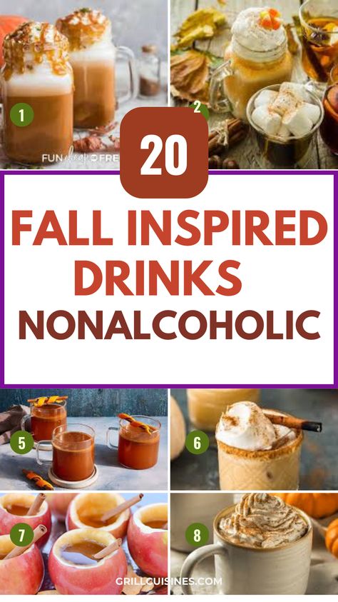 Try Crisp apples, ripe cranberries, hot chocolate and plenty of pumpkin spice to go into these 20 easy Fall Drinks!
Nonalcoholic and easy, Drinks Nonalcoholic, Fall Starbucks, Pumpkin Spice Drinks, Spiced Drinks, Fall Cooking Fall Hot Drink Recipes, Easy Fall Drinks Nonalcoholic, Hot Fall Drinks Nonalcoholic, Easy Drink Recipes Nonalcoholic, Fall Drinks Nonalcoholic, Hot Fall Drinks, Fall Drinks Alcohol, Apple Cinnamon Smoothie, Fall Inspired Drinks