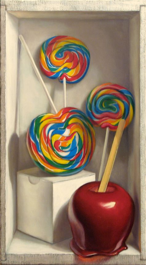 Caramel Apples Easy, Apple Painting, Foodie Art, Candy Cakes, Candy Art, Oil Pastel Drawings, A Level Art, Candy Apple, Drawing Board