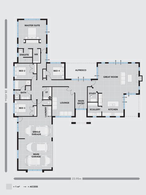 House Plan: Platinum Series (Palmerston) | Platinum Homes House Plans / Floor Plans Acreage Homes, Irish House Plans, Ikea Garden Furniture, House Designs Ireland, Modern Bungalow Exterior, Architectural Plan, Sustainable House, Modern Hampton, Bungalow Exterior