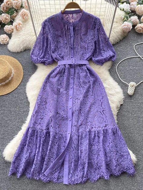 Pink Purple Dress, Party Long Dress, Velvet Dress Long, Lace Summer Dresses, Streetwear Clothes, Lace Dress Vintage, Brocade Dresses, Collared Shirt Dress, Animal Coloring