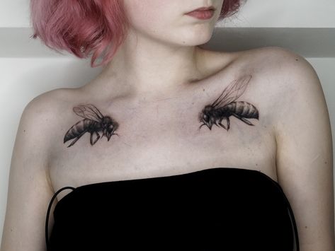 Symmetrical Tattoo Chest, Bug Chest Tattoo, Black Tattoo Aesthetic, Symmetrical Chest Tattoo, Symmetrical Tattoo, Tattoo Aesthetic, Bee Tattoo, Black Tattoo, Aesthetic Tattoo