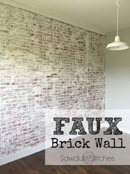 Farmhouse Brick Wall, Faux Finishes For Walls, Fake Brick Wall, Brick Wall Bedroom, Diy Brick Wall, Fake Brick, Faux Brick Wall, Brick Accent Wall, Brick Wall Paneling