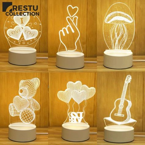 Diy Laser Engraver, Laser Cut Lamps, Wood Laser Ideas, Childrens Night Light, Laser Cut Wood Crafts, Laser Engraved Ideas, 3d Night Light, Laser Art, Cnc Projects