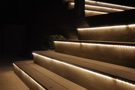 Elevate your outdoor oasis with custom deck lighting that's designed to impress! From post cap lights to stair riser LEDs, our deck illuminations are the perfect blend of safety, style, and ambiance. Create a warm and inviting atmosphere on your deck with our stunning lighting options, turning every evening into a magical experience. ✨🌟 #DeckLighting #CustomDeck #OutdoorAmbiance #DeckDesign #LEDLights #DeckIllumination Decking Lights Ideas, Lights On Deck, Decking Lights, Pool Railing, Spa Deck, Deck Stair Lights, Post Cap Lights, Led Stair Lights, Deck Skirting