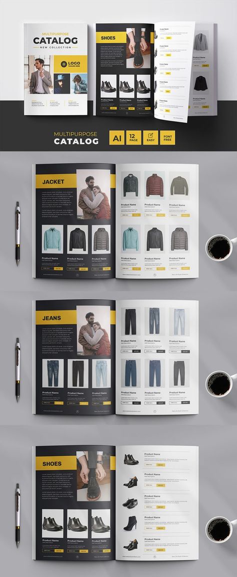 Fashion Catalog Layout Template or Multipurpose catalog template Magazine Template Catalog Design Layout Fashion, Clothes Catalogue Design, Fashion Catalogue Design Layout, Fashion Catalogue Design, Fashion Lookbook Layout, Catalog Design Inspiration, Catalog Layout, Catalogue Design Templates, Catalog Design Layout