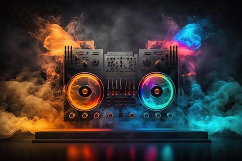 Photo abstract modern dj mixer on the ta... | Premium Photo #Freepik #photo #dj-mixer #dj-set #dj-music #sound-mixer Dj Wallpaper Hd Laptop, Dj Sound Background, Dj Banner Background, 3d Dj Setup Png, Dj Background Design, Dj Mixer Wallpaper, Dj Wallpaper, Dj Background, Dwarikadhish Hd Wallpaper