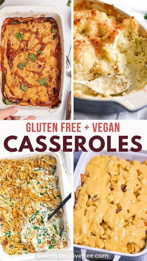 20+ Comforting Vegan Casseroles (Gluten free) Vegan Gluten Free Comfort Food, Vegan And Gluten Free Casseroles, Quick Vegan Gluten Free Meals, Veggie Gluten Free Recipes, Vegetarian Gluten Free Instant Pot Recipes, Vegetarian Recipes Gluten Free Dairy Free, Vegan Gluten Free Main Dishes, Gluten Dairy Free Casserole, Vegan Recipes Casserole