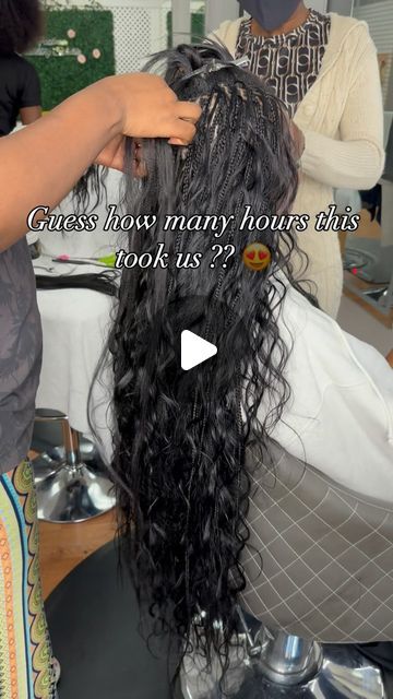 Fatima Braiding Studio on Instagram: "Guess how many hours this took us??   These Boho braids are 🔥🔥 Great Vacation Style! 😍 Style Info: Knotless bohemian w/ Remy Human Hair ( We supply the hair )  -we used 6 1/2 human hair bundles for a fuller look ( 26’)  -thigh length   For any inquiries or to book an appointment call 678-334-6954 ( 8am-5pm EST)✨ *PLEASE ALLOW TIME FOR RESPONSE*🙏🏾 (We’re closed on Sundays and Wednesdays)   #gwinnettbraids #bohemianbraids #atlbraids #atlbraider #bohobraids #cutehairstyles #longbraids #nicehairstyles #braidsbraidsbraids #braidsatlanta #atlhairstylist #duluthbraids #remyhumanhair #trending #explore #nicehairstyles #nycbraids #atlantabraids #professionalbraider" Bohemian Human Hair Knotless Braids, Bohemian Goddess Box Braids Medium, 2 Bohemian Braids, Knotless Braids Human Hair Ends, Boho Knotless Braids With Sew In, Full Boho Knotless Braids Human Hair, Knotless Braids With Human Hair, Boho Braids With Sew In, Boho Knotless Braids Styles Ideas