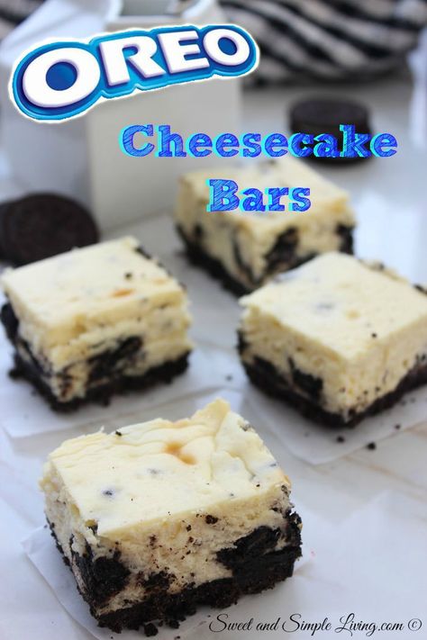 Yummy Oreo Cheesecake Bars:  7 Ingredients for a Quick Dessert Idea Oreo Cheesecake Bars, Oreo Cheesecake Bites, Oreo Desserts, Dessert Oreo, Cheesecake Bar Recipes, Quick Dessert, Oreo Recipes, Oreo Dessert, Cheesecake Bites