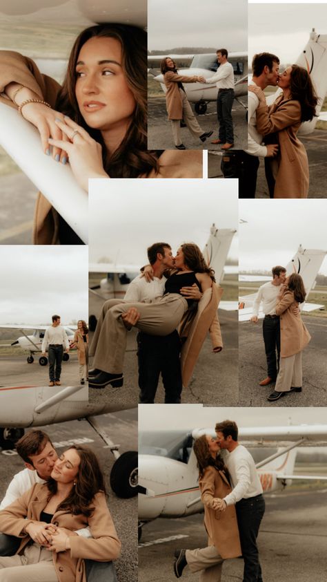 Couples | Photoshoot | Engagement photos | Plane Photos | black and white photos | vintage photos Plane Photoshoot, Black And White Photos Vintage, Couples Photoshoot Engagement, Airplane Wedding, Prom Photography Poses, Aviation Wedding, Photos Black And White, Plane Photos, Photoshoot Engagement