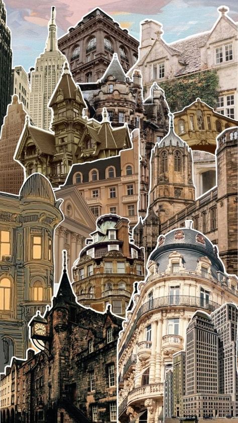 Calling Aesthetic, Architecture Scrapbook, Big Ben Aesthetic, Ben Aesthetic, Building Wallpaper, Ed Wallpaper, Newspaper Collage, City Collage, Moodboard Collage