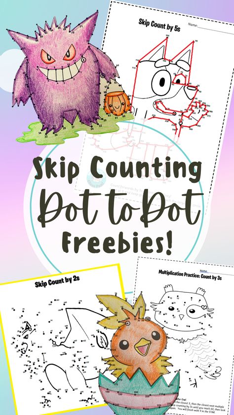 Do your students love dot to dots? They can be a great way to practice skip counting in 1st or 2nd grade! Use in math centers or for early finishers -complete forwards or backwards depending on student level - and lots of fun to color in too : ) Check out the FREE skip conting dot to dots in my store - or FOLLOW ME here for more freeand fun worksheets like this released every Friday! Skip counting activities, Count by 2s, Count by 5s, Count by 10s. Skip Counting Games 1st, Skip Count By 10 Activities, Skip Counting Activities 1st, Counting By 2's Activities, Skip Count By 2's Activities, Skip Counting Activities 2nd Grade, Early Finishers Activities 1st Grade, Counting By 2's 5's And 10's, Skip Count By 5