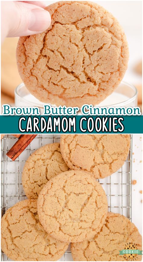 cardamom cookies, holiday cookies, spiced sugar cookies, Christmas cookies Browned Butter Sugar Cookies, Cardomom Recipes Cookies, Cardamon Cookies, Cardamom Sugar Cookies, Cardamom Recipes, Cardomom Recipes, Spicy Cookies, Unique Cookie Recipes, Cardamom Recipe