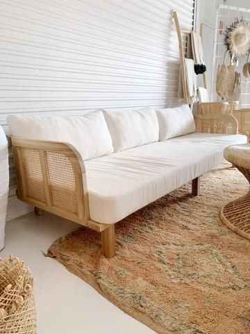 Day Bed Couch, Daybed In Living Room, Remodel Fireplace, Cane Sofa, Sofa Daybed, Bamboo Sofa, Moroccan Room, Fireplace Remodel, Day Bed