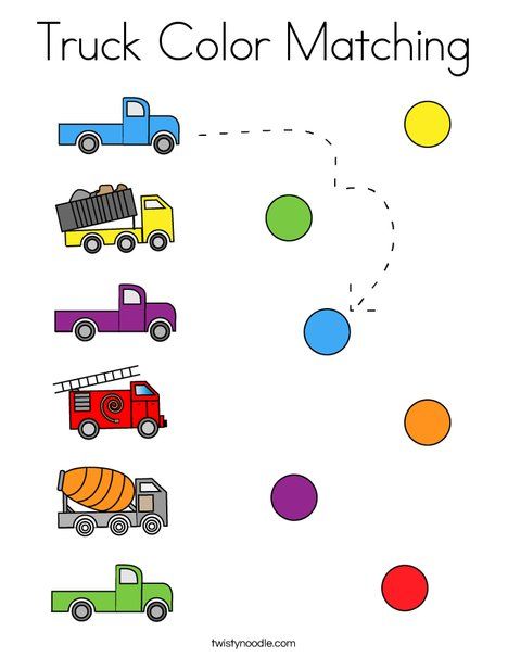 Truck Color Matching Coloring Page - Twisty Noodle Trucks Activities For Preschool, Toddler Worksheet Activities, Match The Colors Worksheet, Color Matching Activity For Preschoolers, Pre Schooler Worksheet Colors, Challenging Activities For Preschoolers, Color Matching Worksheet, Match Activities For Preschool, Truck Activities For Preschool