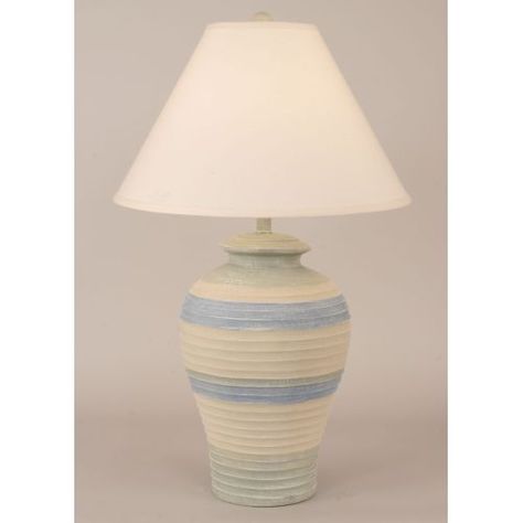 Coastal Lamp Pottery Pot Coastal Table Lamps, Cottage Build, Beach Lamps, Ocean Spa, Beachy House, Colorful Table Lamp, Beach House Furniture, Coastal Lamp, Coastal Table