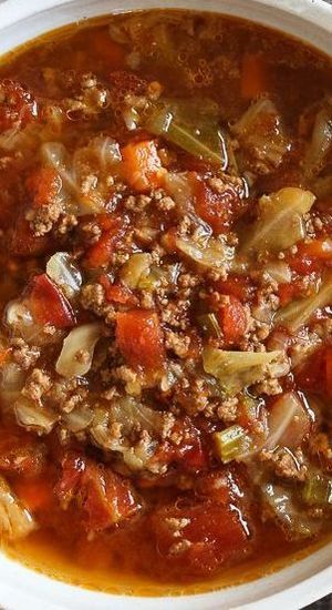 Cabbage And Tomato Soup, Fall Cabbage Soup, Copycat Shoneys Cabbage Beef Soup, Keto Cabbage Soup Ground Beef, Cabbage And Beef Soup Recipes, Meaty Cabbage Soup, Cabbage Soup With Meat, Chili With Cabbage, Cabbage Soup With Ground Beef Crock Pot