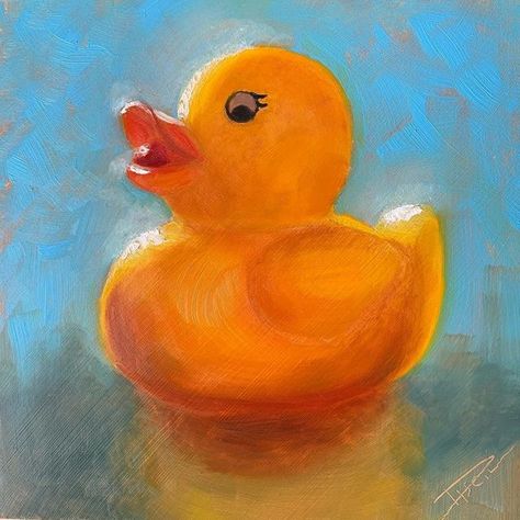 Rubber Ducky Painting, Rubber Duck Painting, Duck Painting, Hand Art Kids, Ipad Pro Art, Duck Art, Daily Painters, Chalk Pastels, Daily Painting