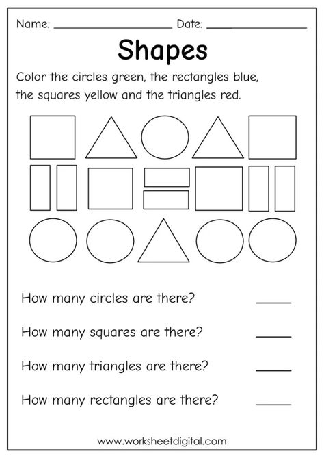 Preschool Set Up, Shape Worksheets For Preschool, Shapes Lessons, Worksheet For Kindergarten, Shapes Worksheet Kindergarten, Worksheets For Class 1, Learn Shapes, Shapes Kindergarten, School Age Activities