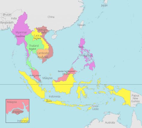 Map of Southeast Asia with colors https://aseanup.com/free-maps-asean-southeast-asia/ Timog Silangang Asya Map Drawing, Mapa Ng Timog Silangang Asya, Timog Silangang Asya Map, Peta Negara Asean, Asean Map, Peta Asean, South East Asia Map, Peta Asia, Kate Dicamillo