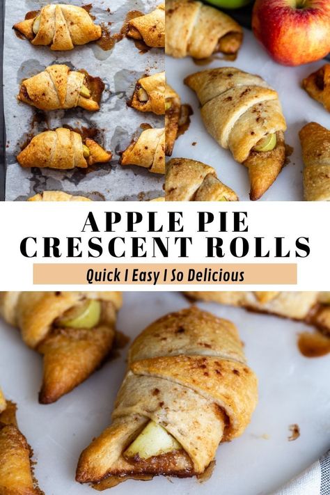 These Apple Pie Crescent Rolls are super simple to make and prefect for simple fall baking (or anytime of the year really!). Great for breakfast, dessert, or even delicious snacking! A vegan recipe that's easy enough to make with kids. Apple Crescent Roll Dessert, Cresent Roll Desserts, Crescent Roll Apple Turnovers, Apple Pie Crescent Rolls, Crescent Roll Snacks, Apple Cinnamon Crescent Rolls, Crescent Roll Apple Pie, Apple Crescent Rolls, Apple Pie Crescents