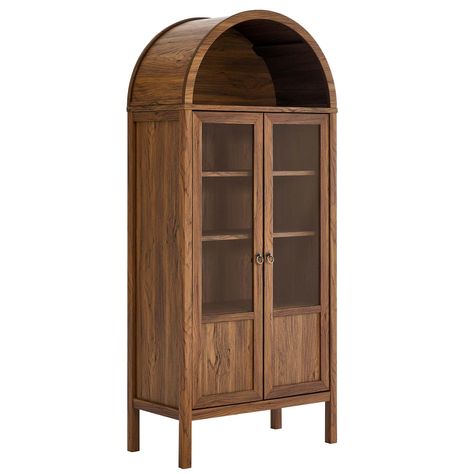 Tessa Tall Arched Storage Display Cabinet - Bed Bath & Beyond - 39730731 Arched Storage, Display Cabinet Modern, Flexible Display, Dining Room Cabinet, Tempered Glass Door, Cabinet Bed, Vintage Aesthetics, Wood Cabinet, Storage Display