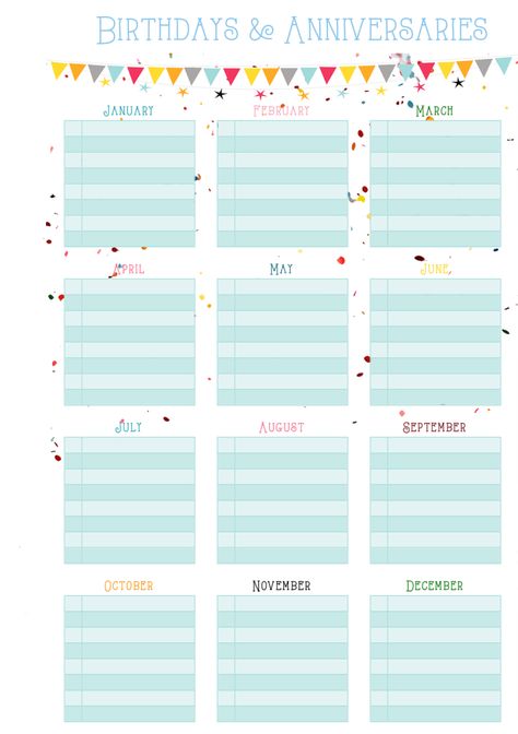 Birthdays & Anniversaries / Perpetual Calendar Sheet Free Planner Printable (A5) Organisation Planner, Filofax Planners, Birthday Calendar, Organization Printables, Free Planner, Planner Erin Condren, Diy Planner, Day Planners, Planner Addicts