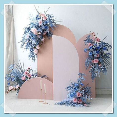 Blue Wedding Backdrop, Shimmer Wall Backdrop, Metal Wedding Arch, Gold Backdrop, Aisle Flowers, Backdrop Frame, Romantic Wedding Cake, Flower Blue, Wall Backdrops