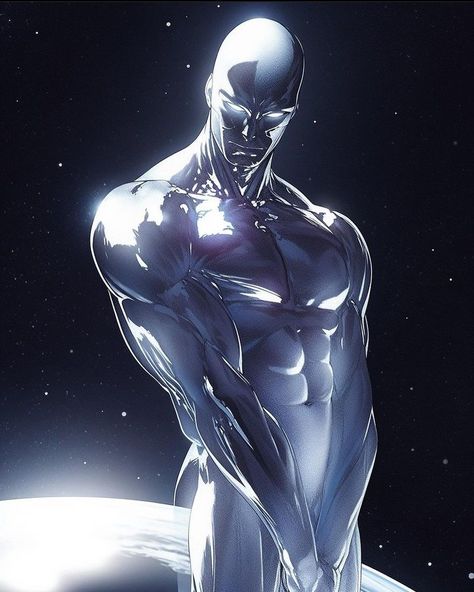 The Silver Surfer • Art by Chuchy_art Silver Surfer Fan Art, Silver Surfer Pfp, The Silver Surfer, Silver Surfer Aesthetic, Ice Man Art, Silver Surfer Redesign, Silver Surfer Wallpaper Iphone, Silver Surfer Art, Silver Surfer Black